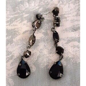 Elegant black beaded 2" drop earrings